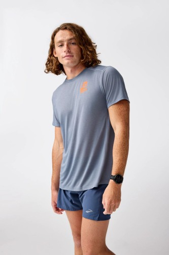 Koszulka do biegania męska Distance Short Sleeve 3.0 szara - L