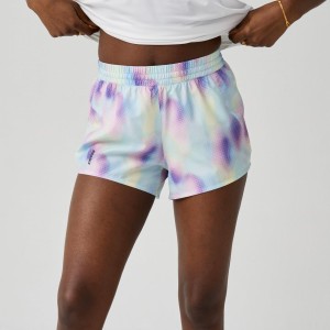 Spodenki do biegania damskie Dash Short Printed  grafitowo-zielone