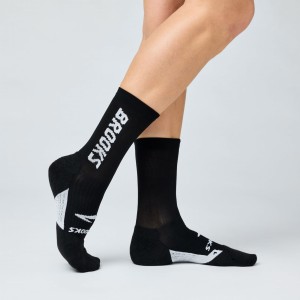 Skarpety do biegania długie Ghost Crew czarno-białe