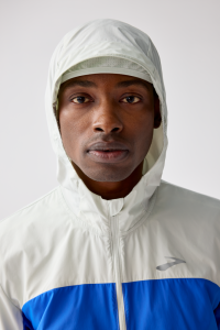 Kurtka do biegania przeciwdeszczowa i wiatroszczelna męska Canopy Jacket Packable biało-niebieska