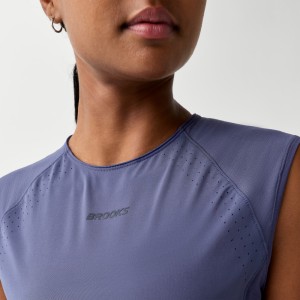 Koszulka do biegania bez rękawów damska Dash Cooling Short Sleeve fioletowa