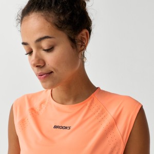 Koszulka do biegania bez rękawów damska Dash Cooling Short Sleeve pomarańczowa