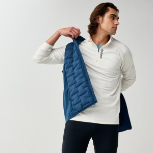 Bluza do biegania męska termiczna Momentum Thermal 1/2 Zip jasnokremowa