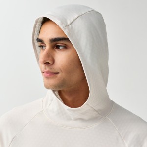 Bluza do biegania męska termiczna z kapturem Momentum Thermal Hoodie jasnokremowa