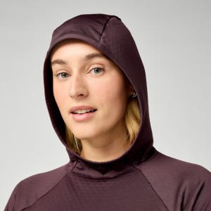 Bluza do biegania damska termiczna z kapturem Momentum Thermal Hoodie brązowa