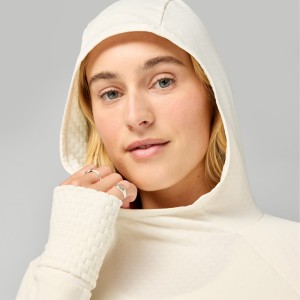 Bluza do biegania damska termiczna z kapturem Momentum Thermal Hoodie kremowa