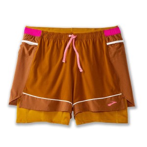 High Point 3" 2in1 Short damskie spodenki do biegania brązowe