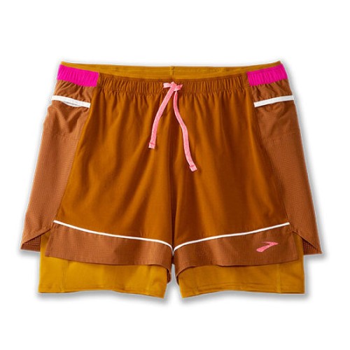 High Point 3" 2in1 Short damskie spodenki do biegania brązowe